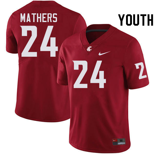 Youth #24 Cooper Mathers Washington State Cougars College Football Jerseys Stitched-Crimson